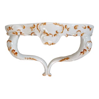 1970’s Italian Wall Mounting Hand Painted Ceramic Shelf For Sale