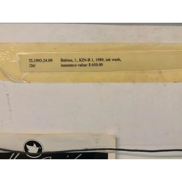 Black 1989 Jeffrey E. Babine Brackin Theatre Marquee Original Ink Wash Drawing Signed Framed For Sale - Image 8 of 10