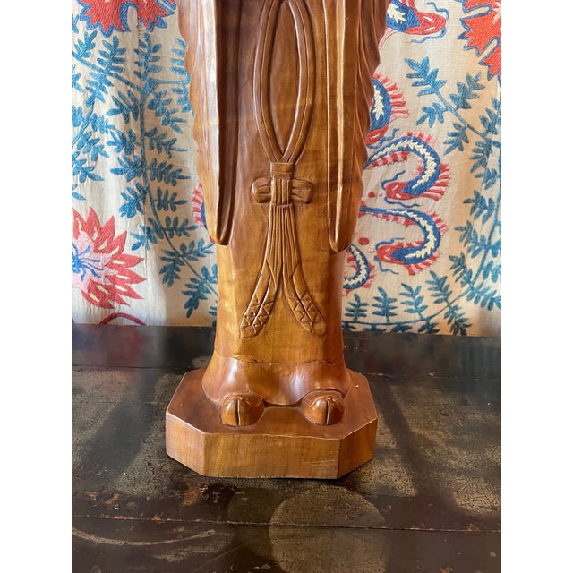 1950s Handcarved Satinwood Buddha For Sale In San Francisco - Image 6 of 10