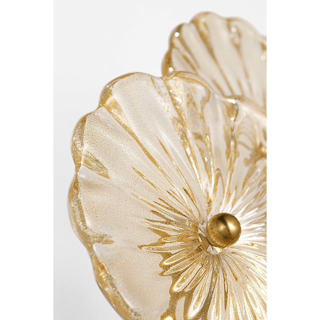 Metal Julie Neill for Visual Comfort Signature Gianna 21" Layered Sconce in Hand-Rubbed Antique Brass with Gold Fleck Glass For Sale - Image 7 of 15