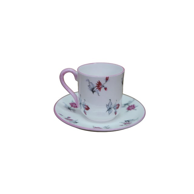 5pcs Vintage Shelley England Porcelain Bone China Floral Demitasse Cups Saucers Dimensions: Cup & Saucer - 3" x 2.875" /...