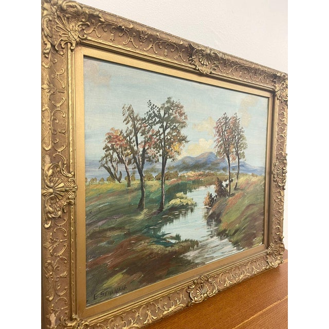 1970s Vintage Mid Century Modern Framed Scenery Landscape. Signed Original Painting G.Seidman For Sale In Seattle - Image 6 of 9