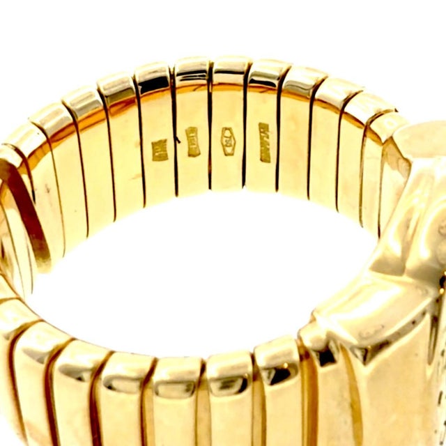 Metal Bvlgari 18k Yellow Gold Black Onyx Tubogas Ring For Sale - Image 7 of 10