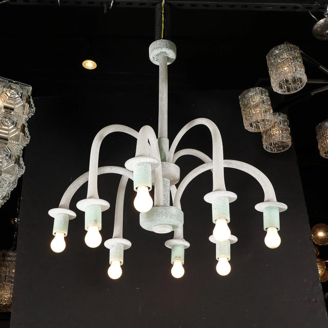 Mid-Century 8-Arm Curved Hand-Blown Murano Scavo Glass Chandelier by Seguso For Sale In New York - Image 6 of 12