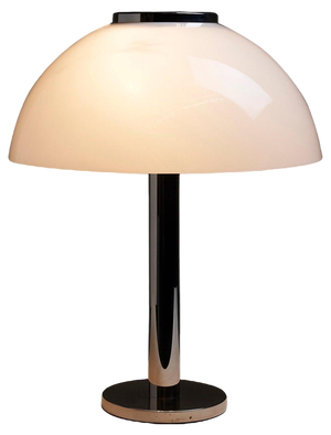 German Mushroom Table Lamp with Chrome Base & Acrylic Shade from Beisl Leuchte, 1970s