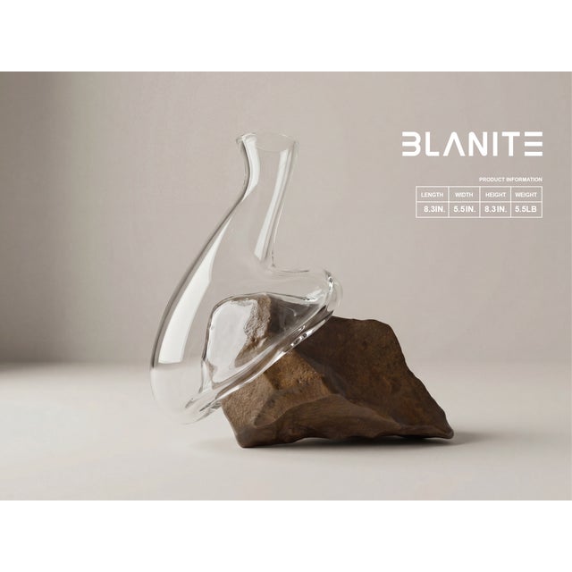 Contemporary Large Crystal Vase With Natural Stone – Collector's Architectural Statement Piece For Sale - Image 3 of 8