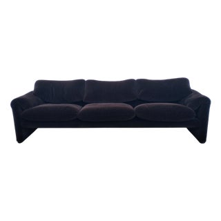 Maralunga 3-Seater Sofa in Velvet by Vico Magistretti for Cassina, 1960s For Sale