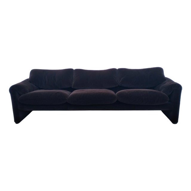 Maralunga 3-Seater Sofa in Velvet by Vico Magistretti for Cassina, 1960s For Sale