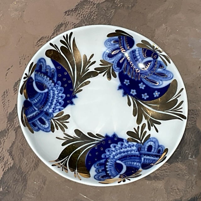 Lomonosov Navy Blue and Gold Demitasse Cup and Saucer For Sale - Image 4 of 5