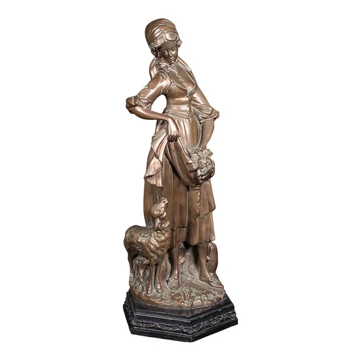 Tall Antique Female Figure, Austrian, Bronzed Plaster, Statue