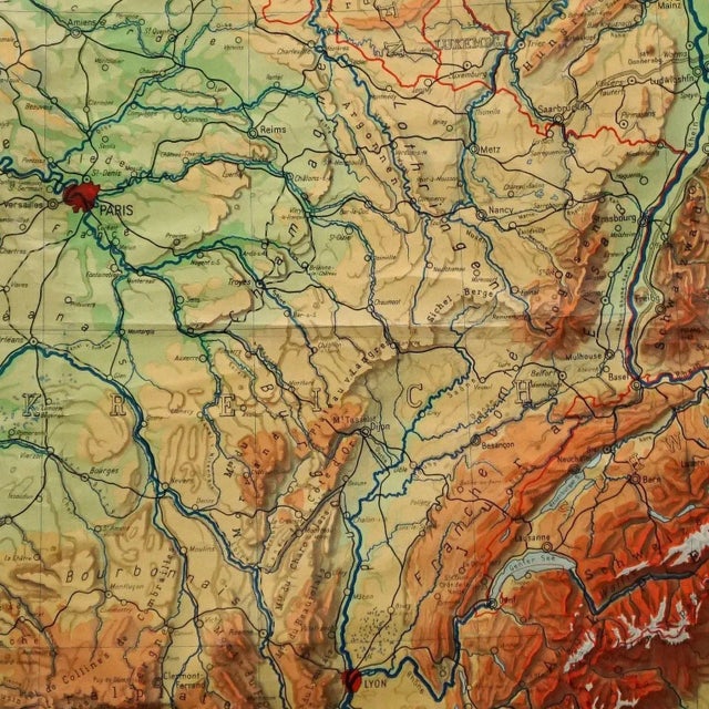 1970s Vintage France Benelux Countries, South England Rollable Map Wall Chart For Sale - Image 5 of 8