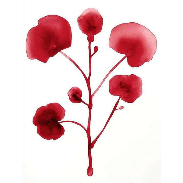 Set of 6 - White Wood or Natural Wood Framed Original Botanical Watercolor Flower Prints Installation in the Style of Louise Bourgeois For Sale - Image 6 of 8