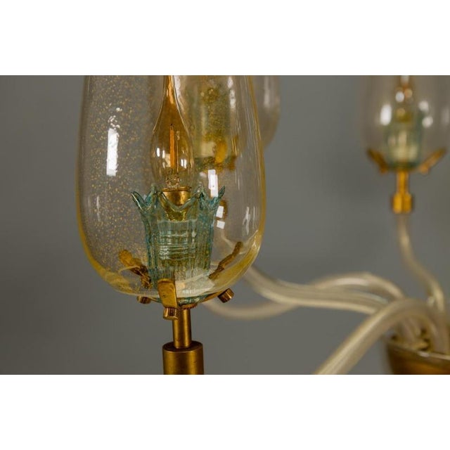 Italian Murano Glass Eight-Light Chandelier with Golden Accents, 1970s For Sale - Image 16 of 18
