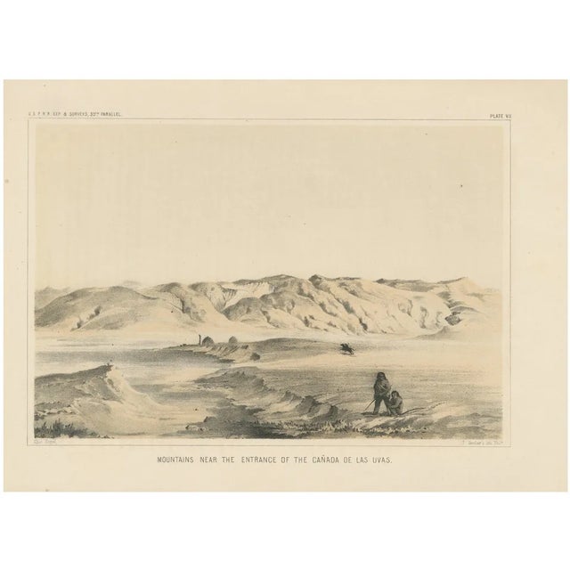 California's Mountains Near Canada De Las Uvas, 1856, Tinted Lithograph For Sale