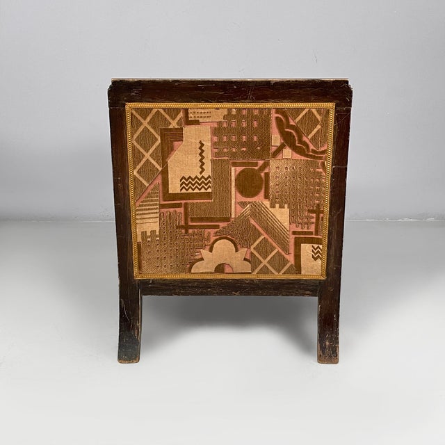1930s Art Deco Italian Armchairs in Red Yellow Fabric, 1930s, Set of 2 For Sale - Image 5 of 18