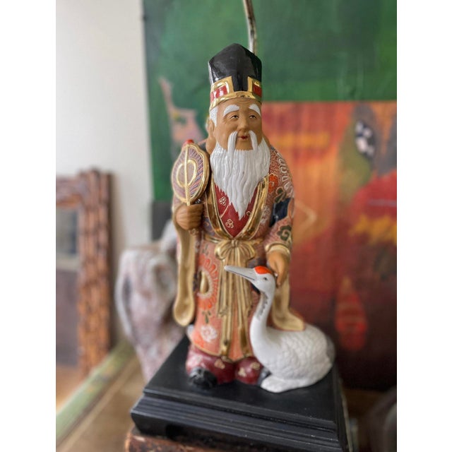 Early 20th Century Vintage Chinese Lamp of Elderly Scholar and Goose For Sale - Image 5 of 9