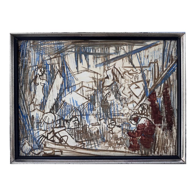 Fritz Wilhelm Faiss Abstract Expressionist Painting on Board, 1980 For Sale