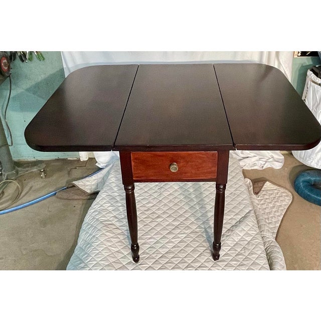 Wood Antique Sheraton Drop Leaf Table For Sale - Image 7 of 12