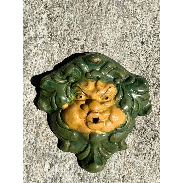 Vintage Regency Glazed Terracotta Face Sculpture For Sale In West Palm - Image 6 of 7