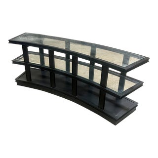 Vanguard Furniture Micheal Weiss Fitz Curved Charcoal Metal & Glass Console Table For Sale
