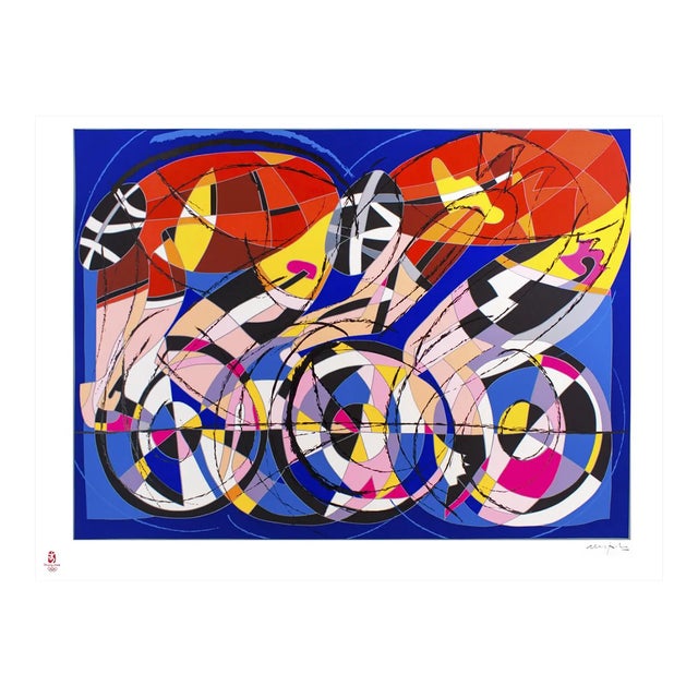 Ugo Nespolo, Cyclists, 2008, Silkscreenn For Sale