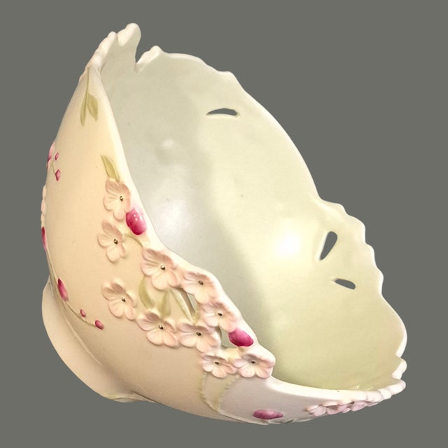 Traditional Vintage Lenox Porcelain Romantic Floral Pink Cherry Blossom Candy Serving Bowl For Sale - Image 3 of 8