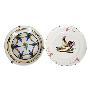 Antique French Ceramic Plates, 1800s, Set of 2 For Sale