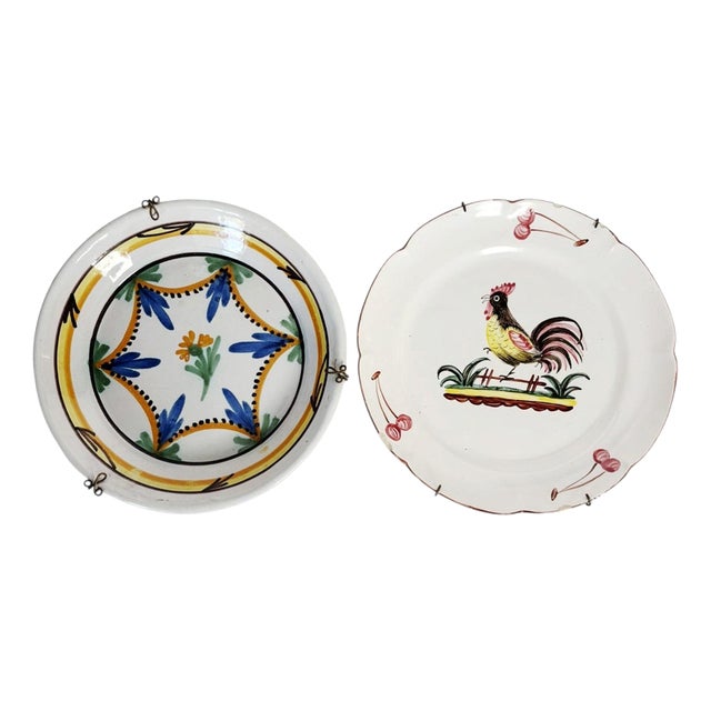 Antique French Ceramic Plates, 1800s, Set of 2 For Sale