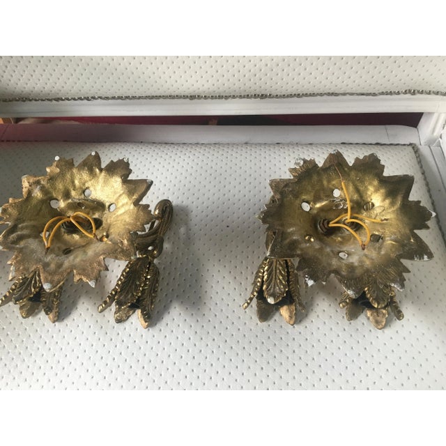 Gold Bronze Wall Lamps, 1920s, Set of 2 For Sale - Image 8 of 14