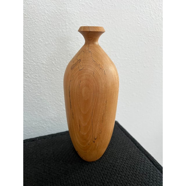Studio Craft Turned Beech Wood Vessel / Sculptural Vase Elegant hand-turned vessel crafted from solid beech wood, with a...