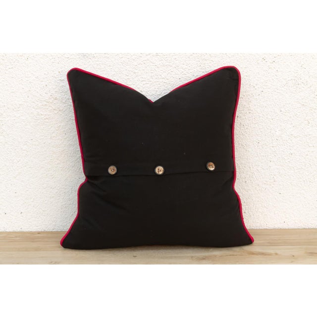 1960s Ratri Black Dotted Ahir Handloom Pillow For Sale - Image 5 of 6