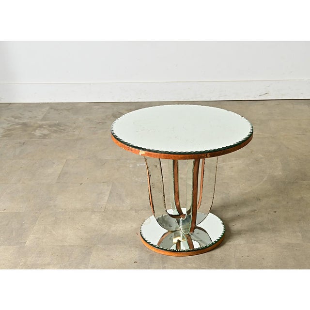 Wood French Vintage Mirrored Gueridon Side Table For Sale - Image 7 of 9