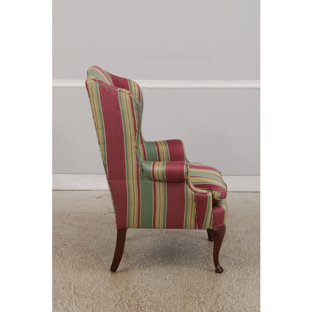 Queen Anne Upholstered WIng Chair W. Down Cushion For Sale - Image 4 of 15