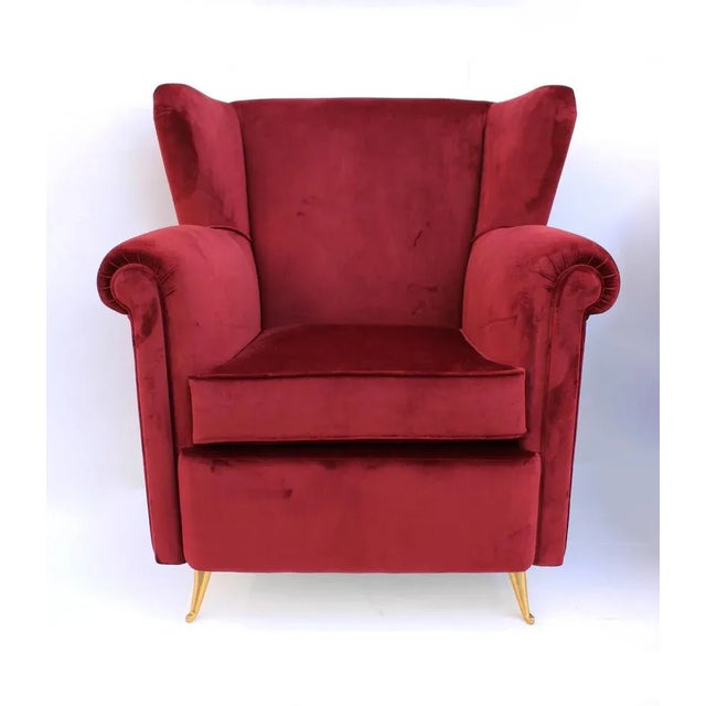 Set of Armchairs in Velvet and Brass, 1970s For Sale - Image 6 of 10