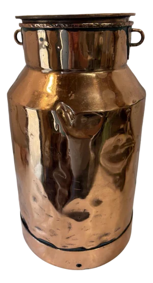 Vintage French Copper Clad Milk Can Umbrella Stand