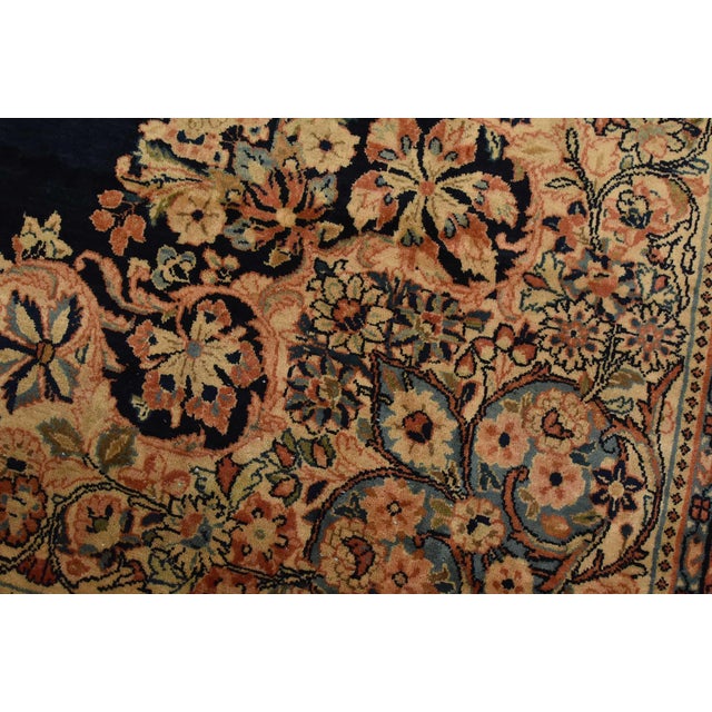 Sarouk Rug 9′ X 11’9” Blue Wool Semi-Antique Traditional Hand-Knotted Carpet For Sale - Image 4 of 15
