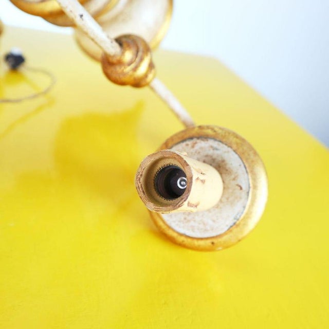 Wood Vintage Wooden Chandelier with Gold Details For Sale - Image 7 of 9