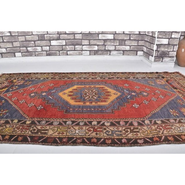 Orange Handknotted Tribal Wool Rug For Sale - Image 8 of 10