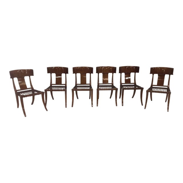 Mid-Century Klismos Style Dining Chairs - Set of 6 For Sale In San Diego - Image 6 of 6