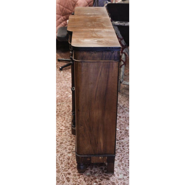 Brown inlaid Furniture Dresser with Mirror and Side Windows For Sale - Image 8 of 9