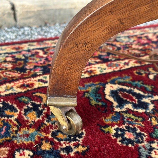 Old Colony Furniture Old Colony Furniture Co. Regency Style Floor Lamp Table on Brass Casters For Sale - Image 4 of 10