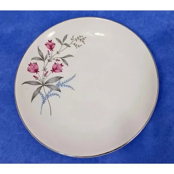 1950s Royal Monarch China Dinner Plate Fern Valley Holland Platinum Replacement MCM For Sale - Image 9 of 15