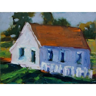 Quiet Places & Journeys — White House With Fence (Original Oil Landscape) For Sale