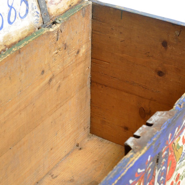 Wood Folk Art Bridal Chest, 1883 For Sale - Image 7 of 14