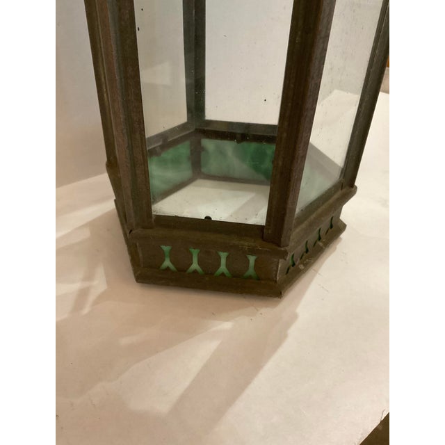 Antique Brass Gothic Revival Style Lantern For Sale - Image 4 of 8