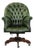 Large English Style Chesterfield Office Chair in Green Cowhide Leather For Sale
