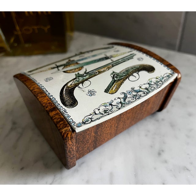 Fornasetti Fornasetti Attributed MCM Metal Box With Arms Decoration For Sale - Image 4 of 8