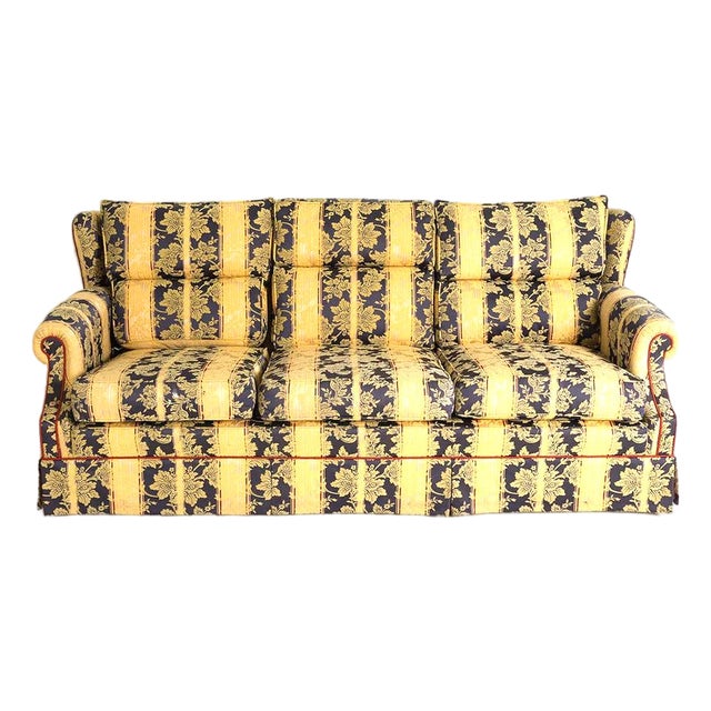 Late 20th Century Peter Guild Upholstery Fine English Fabric Upholstered Rolled Arm Sofa For Sale