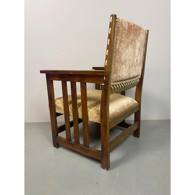 Antique Dutch Haagse School Oak Armchair by L.O.V. Meubelfabriek, Oosterbeek, the Netherlands, 1920s For Sale - Image 12 of 14