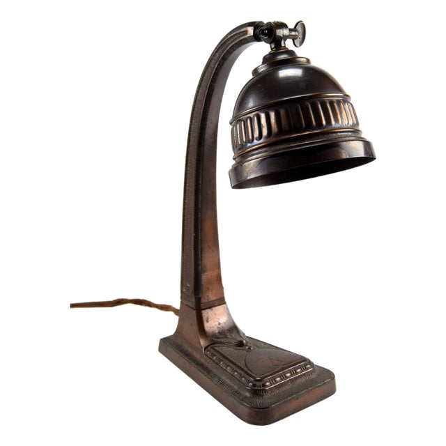 Art Nouveau Copper Table Lamp, 1890s For Sale